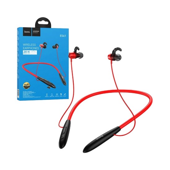 Hoco Bluetooth Neckband Earphones ES61 Manner with Mic Red